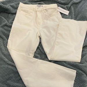 Cropped kick flare jeans